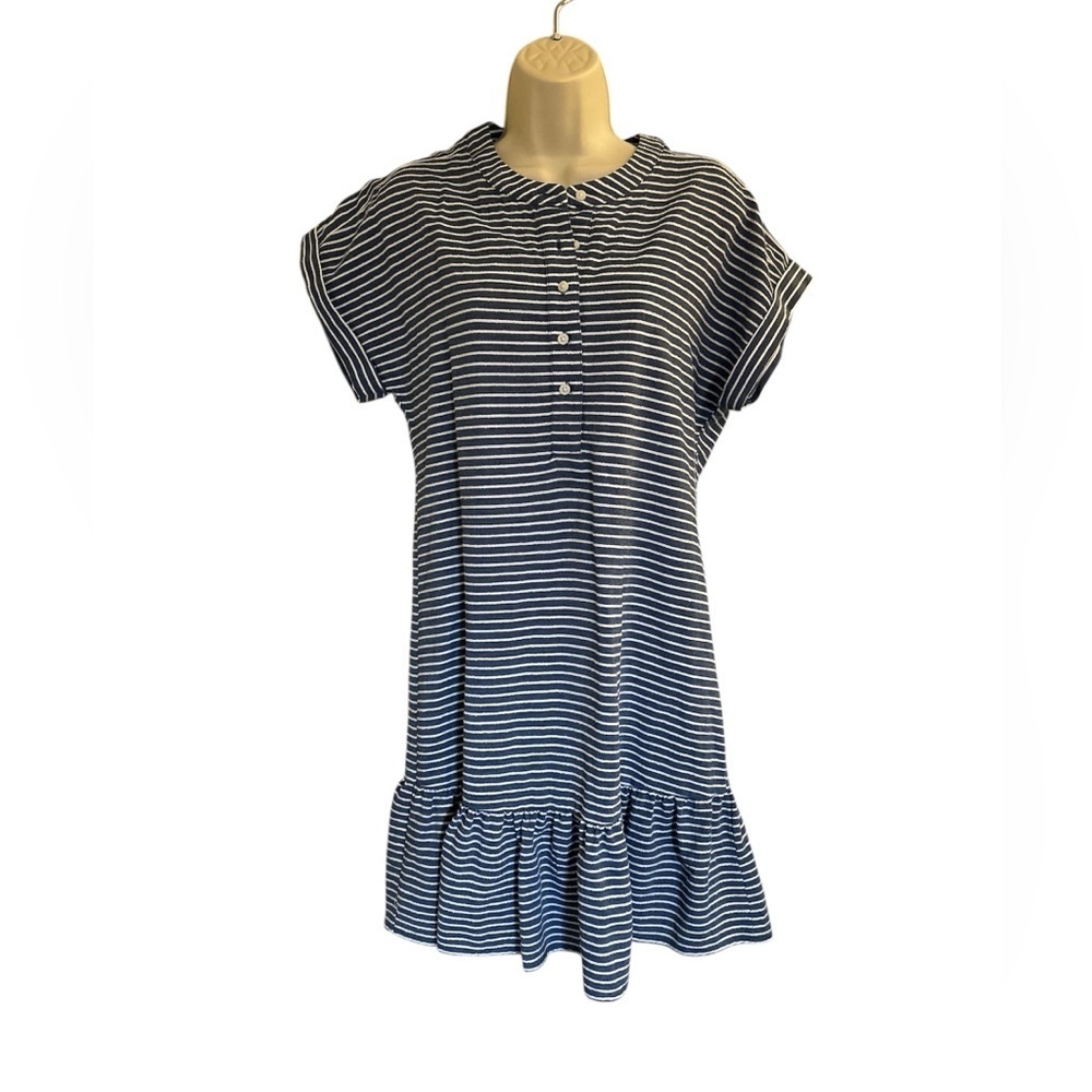 Tommy Hilfiger Navy and White Striped Midi Dress